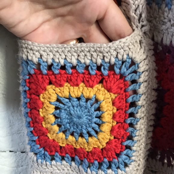 Johnny Was Granny Square Crochet Sweater/Cardigan - Picture 5 of 7